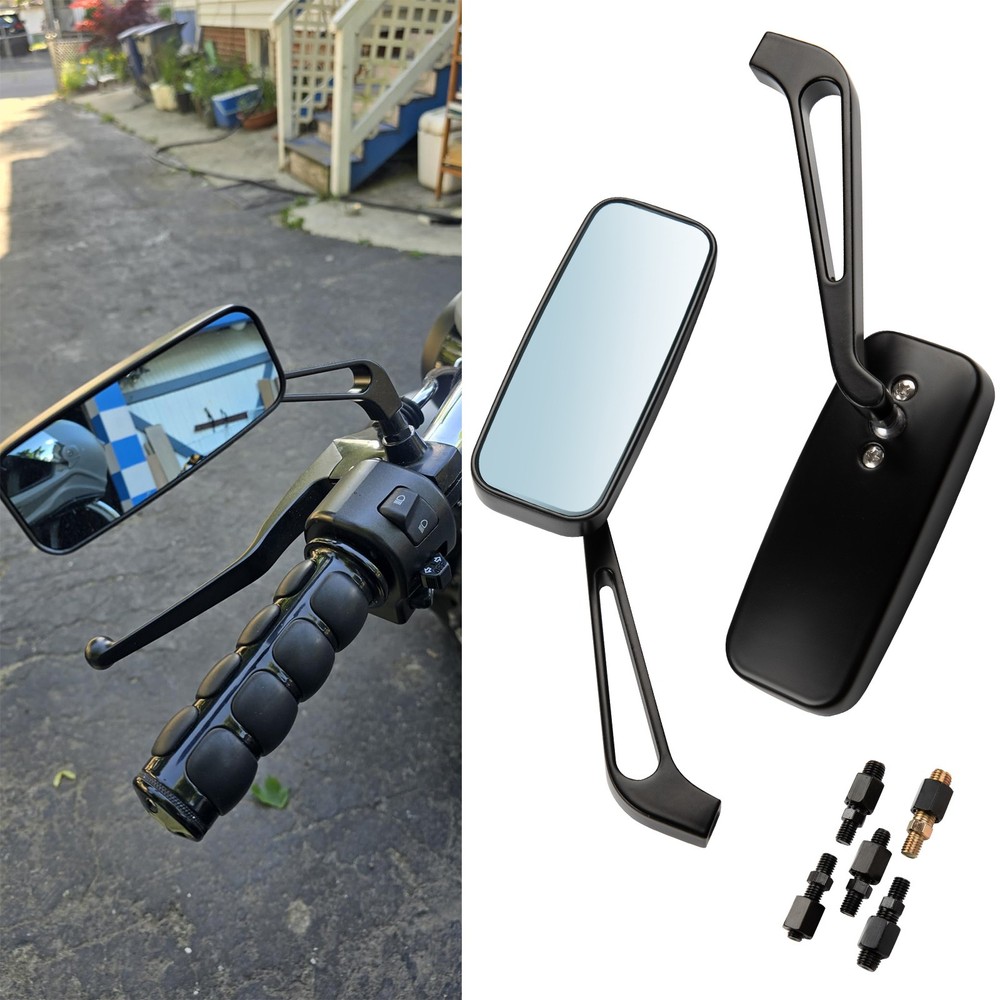 Black US Rectangular Motorcycle Rear View Side Mirrors For Harley Davidson