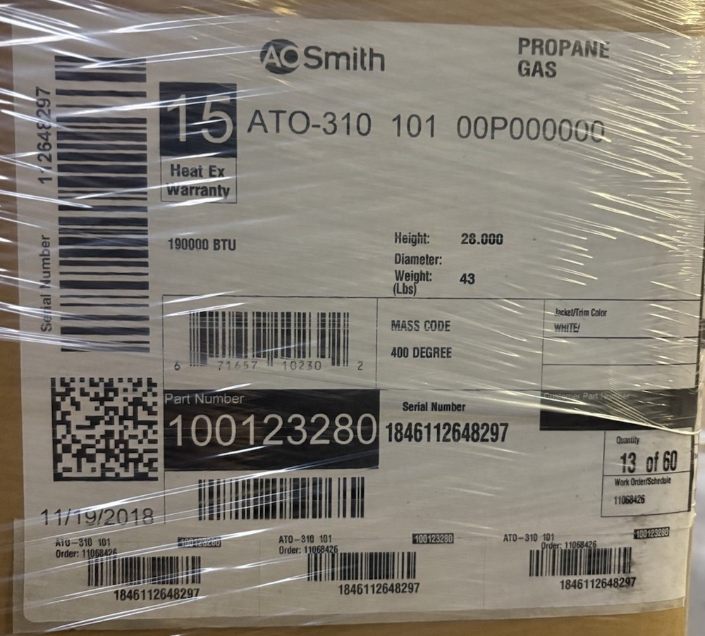 AO Smith ATO-310-P 190,000 BTU Outdoor Propane Tankless Water Heater