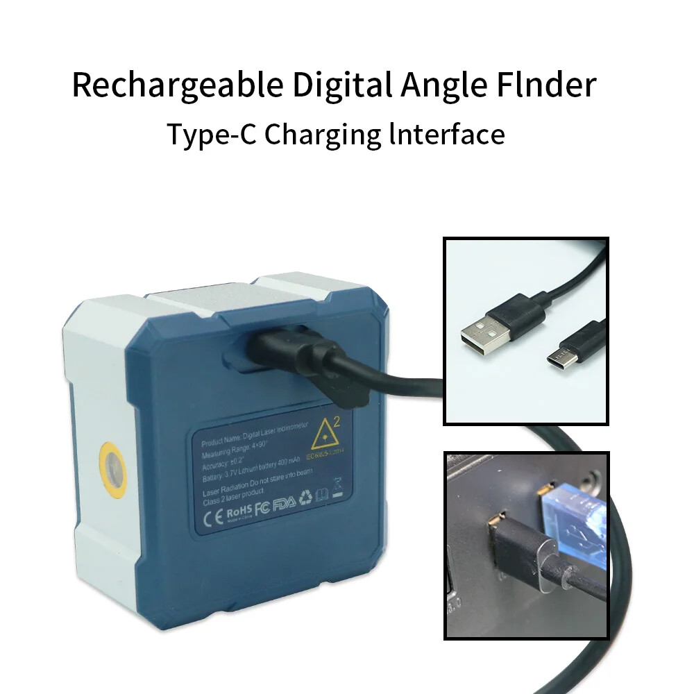 Digital Angle Finder Protractor, 2 in 1 Digital Level Angle Gauge Chargeable New