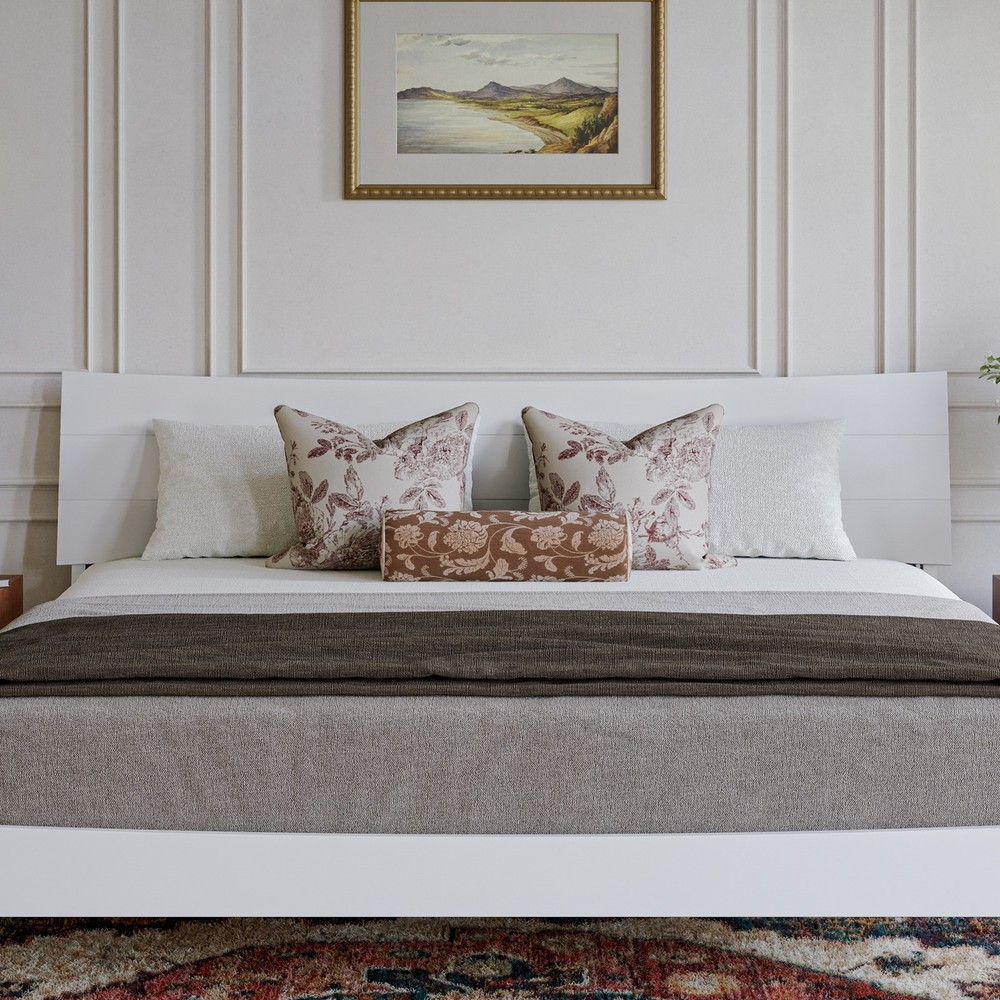Phoenix King Solid Wood Headboard in White
