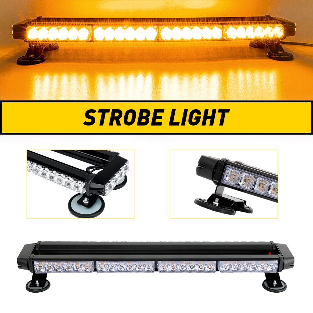 54 LED Emergency Light Bar Rooftop Double Side Strobe Warning Light Amber/White