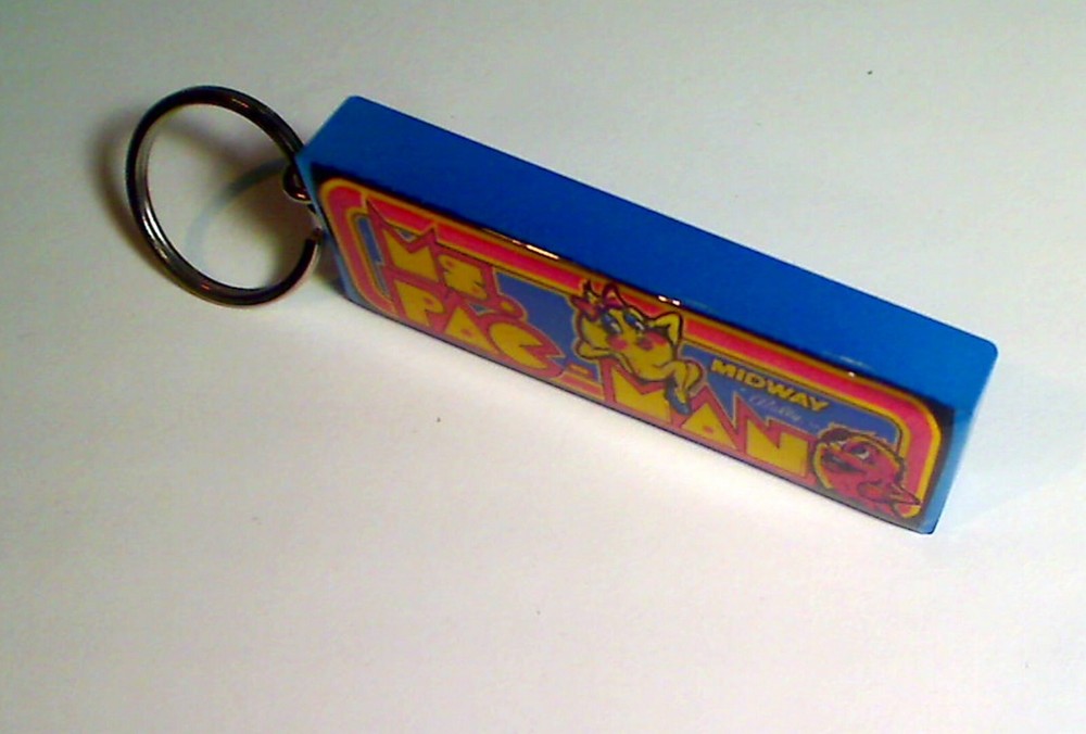 Ms.Pac-Man Arcade Marquee Coin Door accessory Keychain