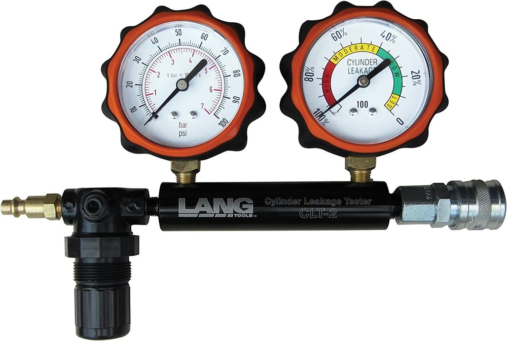 100PSI Engine Cylinder Leak Down Tester Auto Tool w/ Hose, 2 Gauges & Regulator