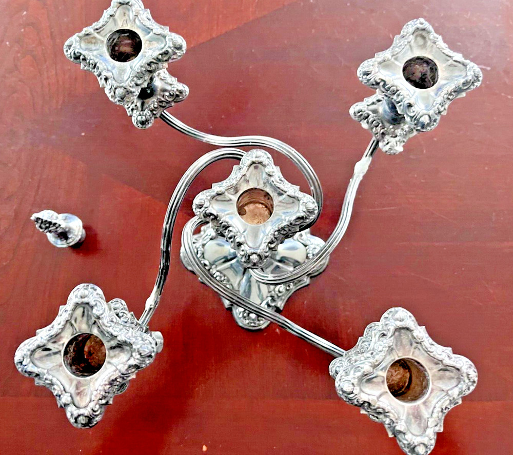 Antique Adelphi Silverplate 5 Candle Candelabra