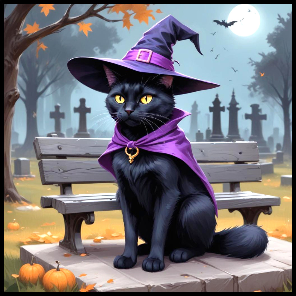 30 Custom Black Cat Witch Personalized Address Labels