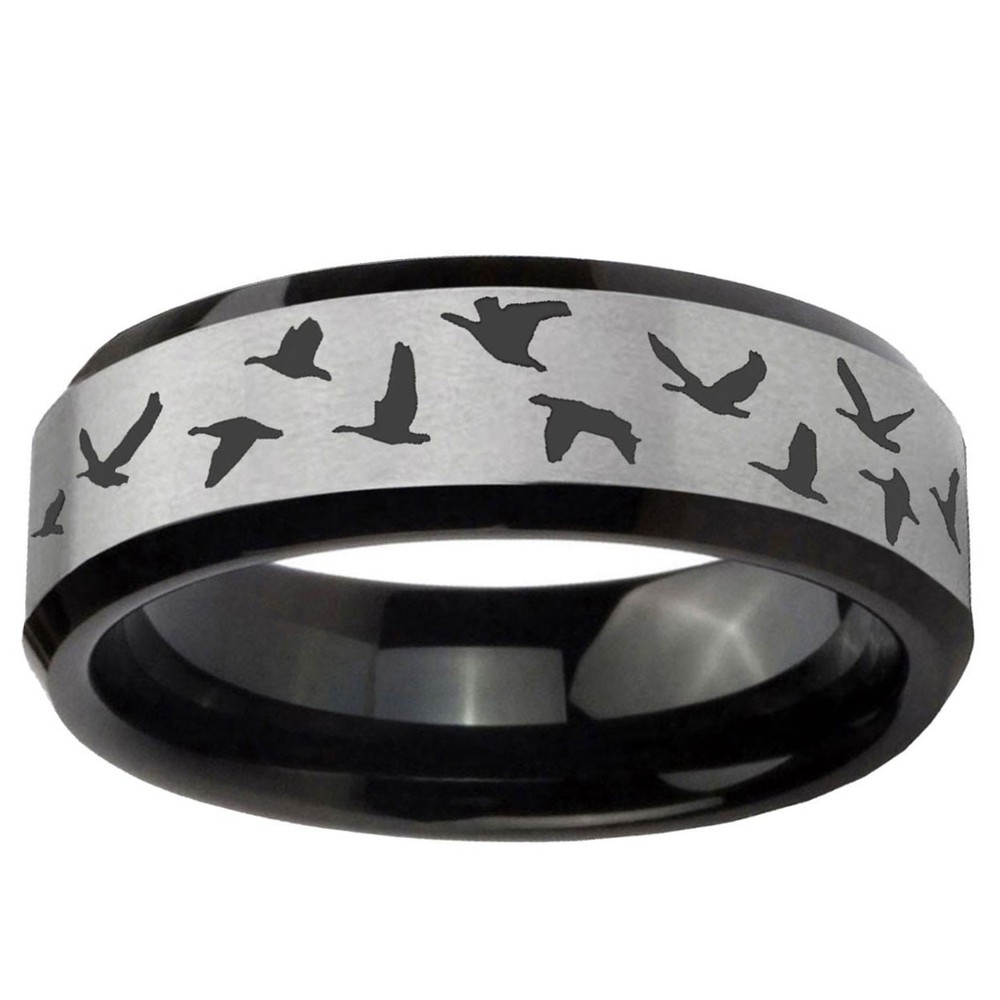 Flying Geese Customizable Engraved Tungsten Men's Ring