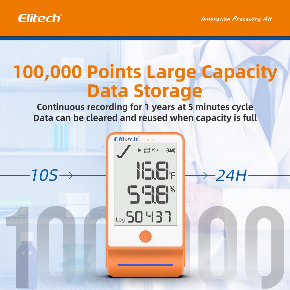 Elitech Bluetooth Temperature Data Logger Vaccine Recorder GSP-6Pro-Gle