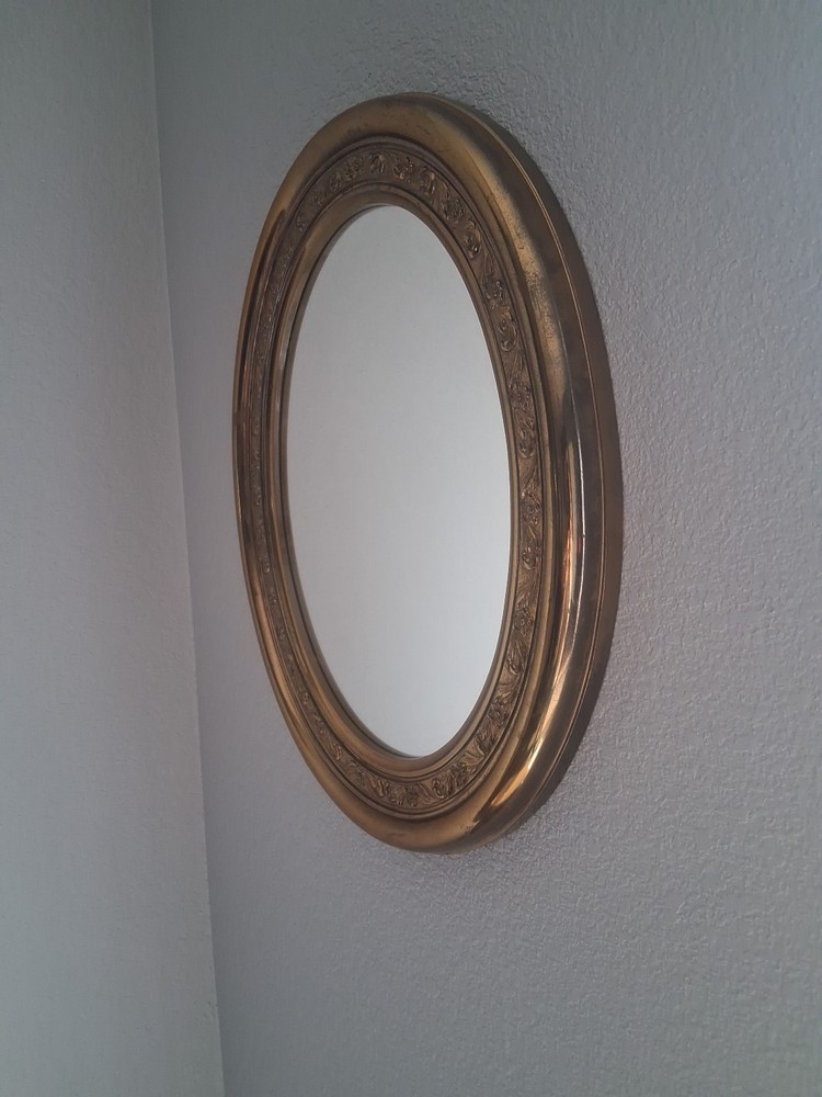 Vintage 15" X 18" Oval Wall Mirror Plastic Frame