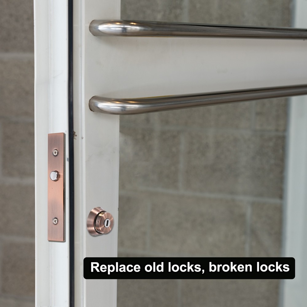 Storefront Door Mortise Lock Circle Bolt with Internal Lock 3 Keys, Silver