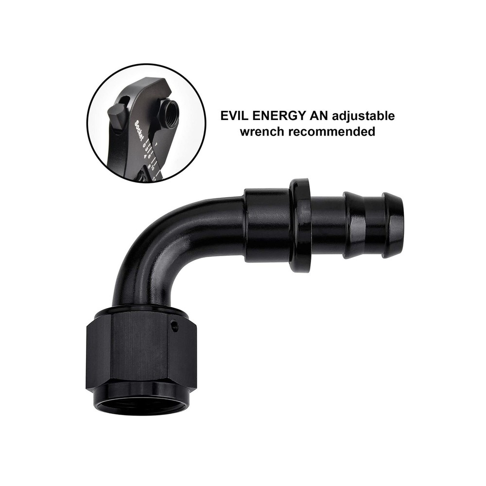 EVIL ENERGY 6AN 90 Degree Push Lock Hose Fitting End Black
