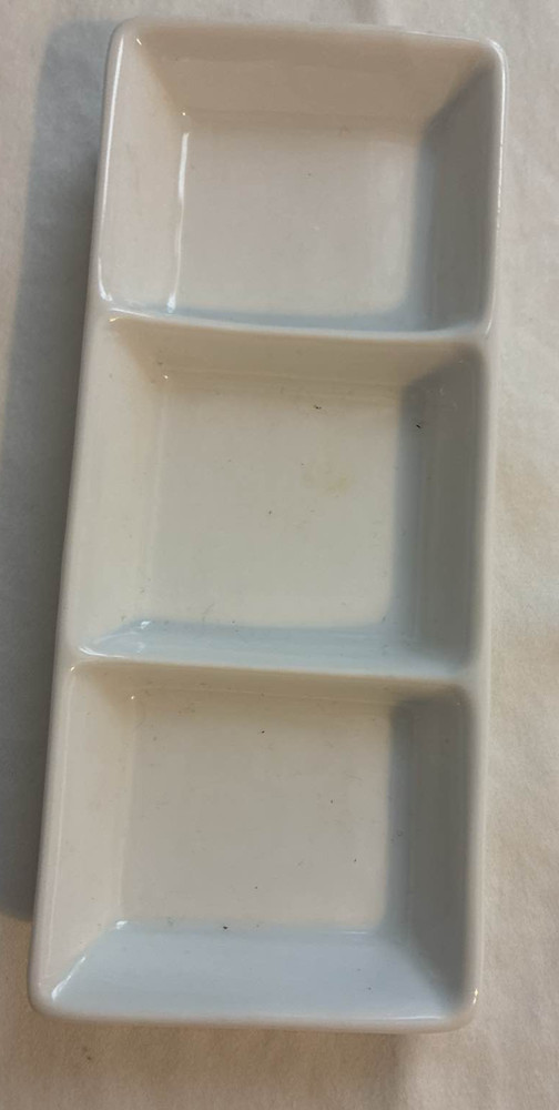 White Porcelain Ceramic 3-Section Serving Tray 5.75
