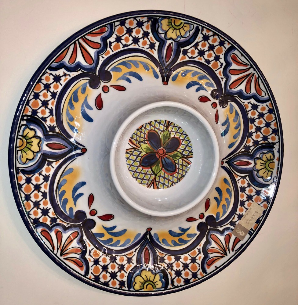 SPANISH TILE MELAMINE CHIP & DIP TRAY. BEAUTIFUL!