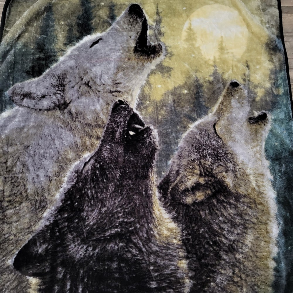 Howling Wolf Pack Fleece Throw Soft Blanket by Collin Bogle Northwest 49x62