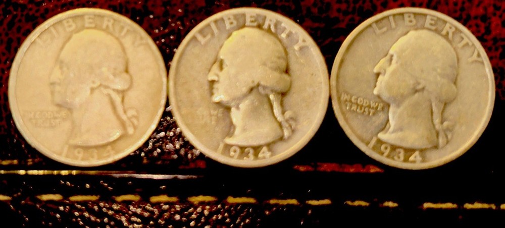 1934 Philadelphia 3 Silver Quarters