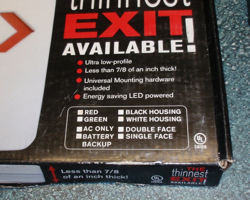 THIN LED Exit Sign With Battery Backup - FAST SHIPPING!