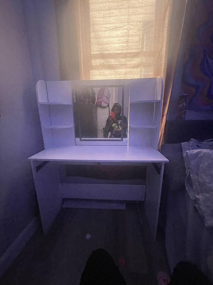 vanity mirror with lights desk white