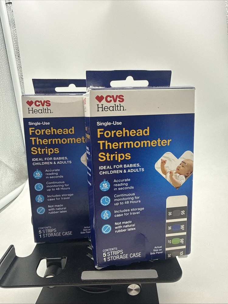 CVS Single Use Forehead Thermometer Strip With Storage Case. 2 boxes of 5 strips
