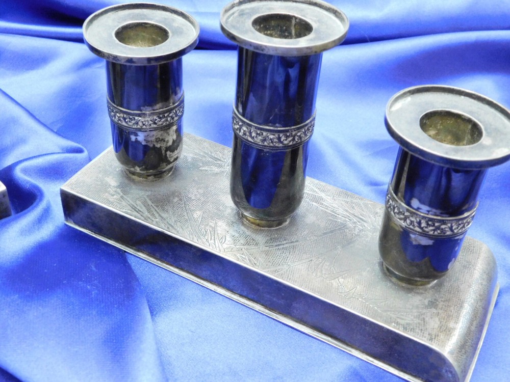 ZEESUNG CHINESE EXPORT STERLING SILVER CONSOLE CANDLEHOLDERS - EXCELLENT COND.