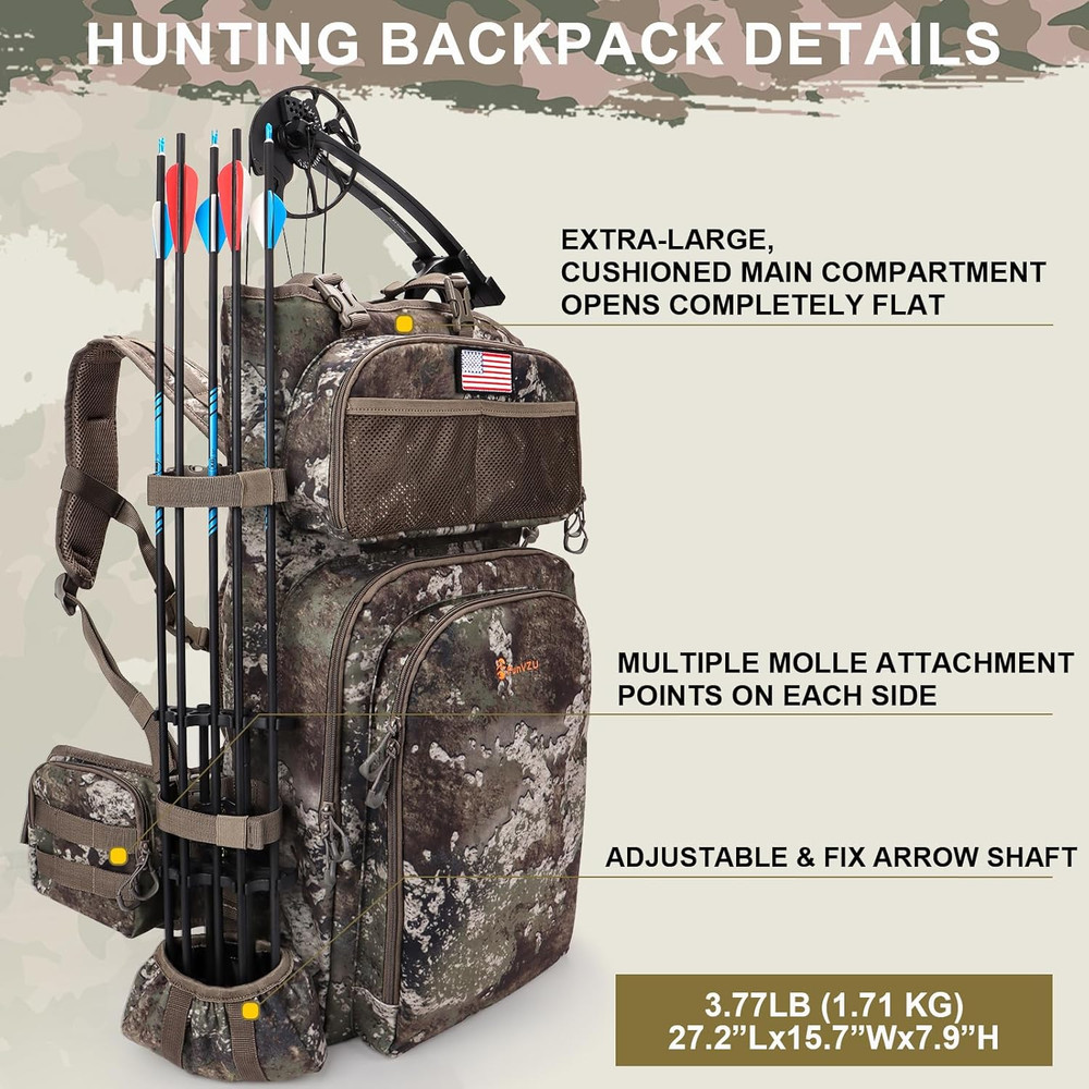 Hunting Backpack Saddle Bag w/ Bow Holder Large Compound Bow Duffle Pack