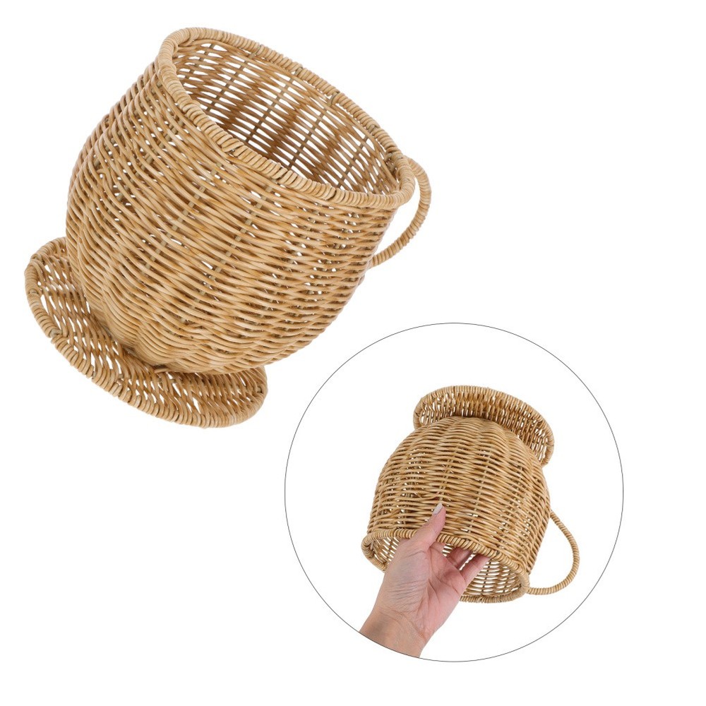 Decorative Wicker Baskets Egg Holder with Handle for Fresh Eggs Woven Rattan