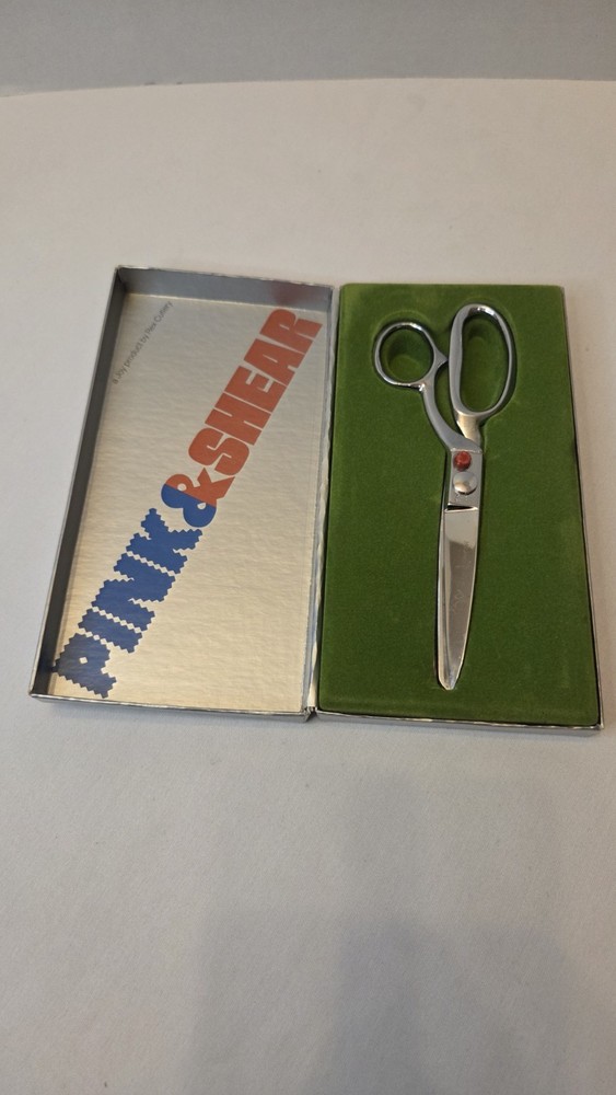 RARE VTG Rex Cutlery ITALY Push Button Pinking / Regular Pink & Shears Scissors