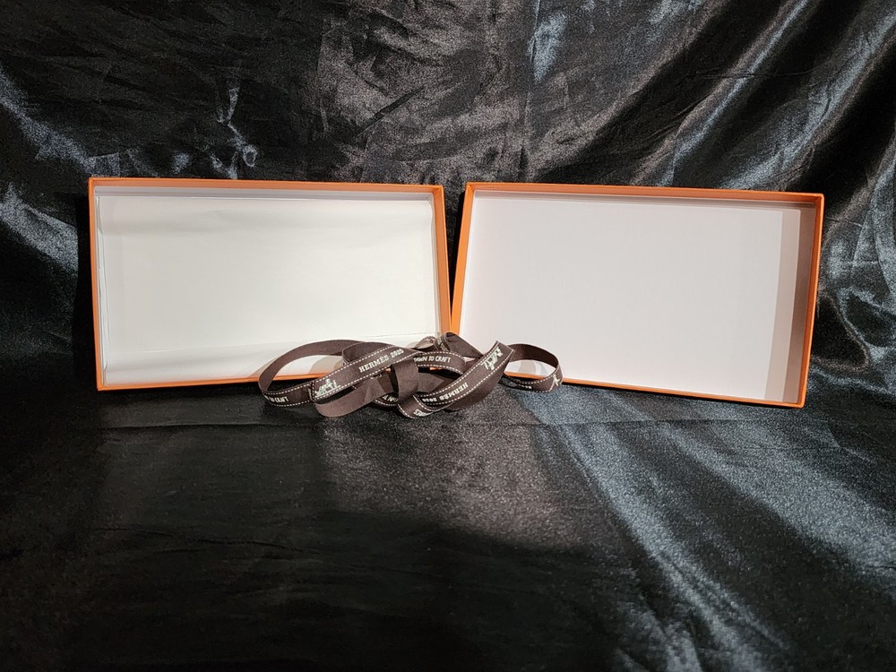 Authentic Hermes Empty Box #57 w/Tissue Paper & Ribbon