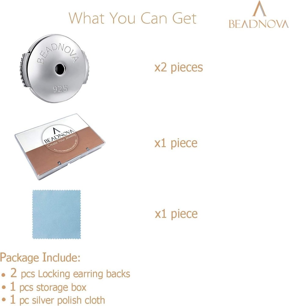 Locking Earring Backs 925 Sterling Silver Secure Earring Backs.....