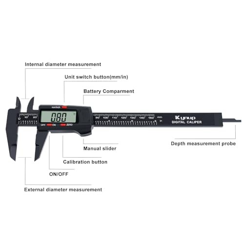 Digital Caliper - Caliper Measuring Tool with LCD Screen - 150mm Black