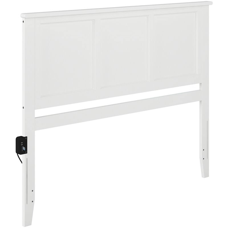 AFI Madison Queen Wood Panel Headboard with Device Charger in White