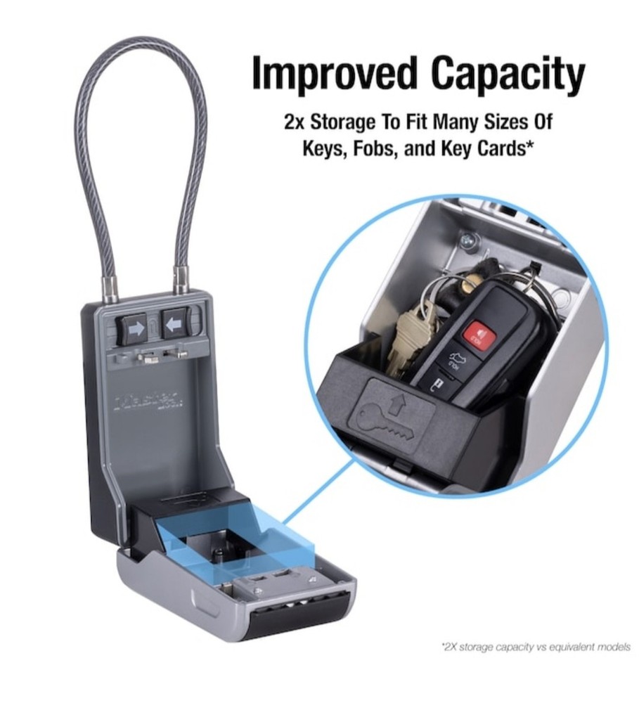 Master Lock Large Removable Cable Key Lockbox Combination Dials Security Safe