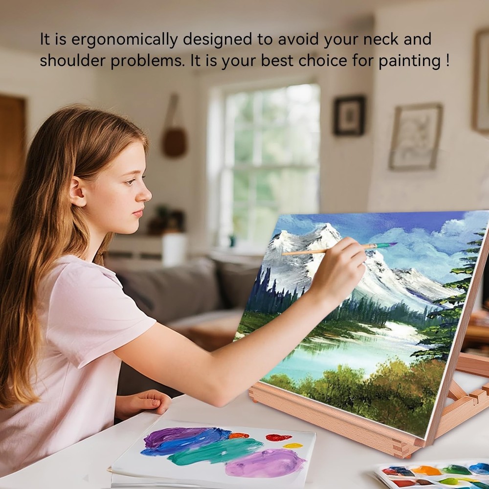 Tabletop Easel A3 Painting Easel with Smooth Surface, Adjustable Angle Art Ea...