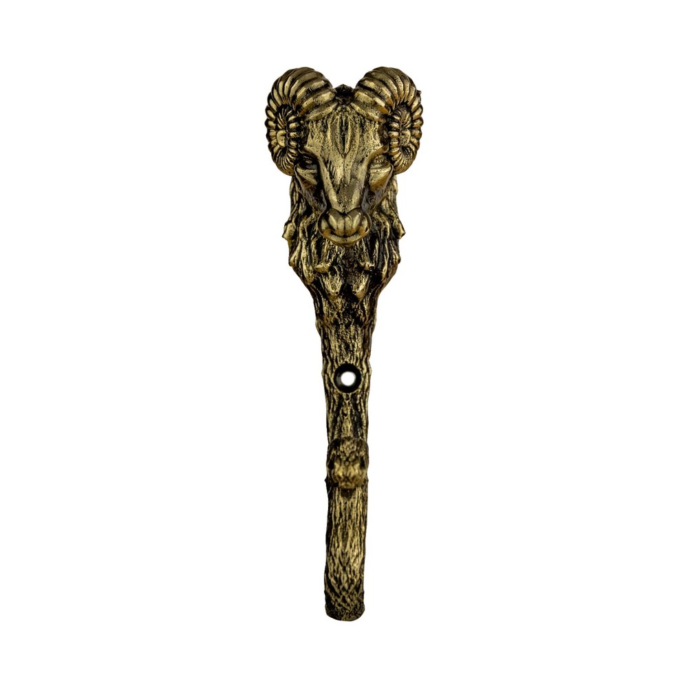 Aries Ram Head Decorative Hook, Wall Mounted Brass Ram Head Hook.