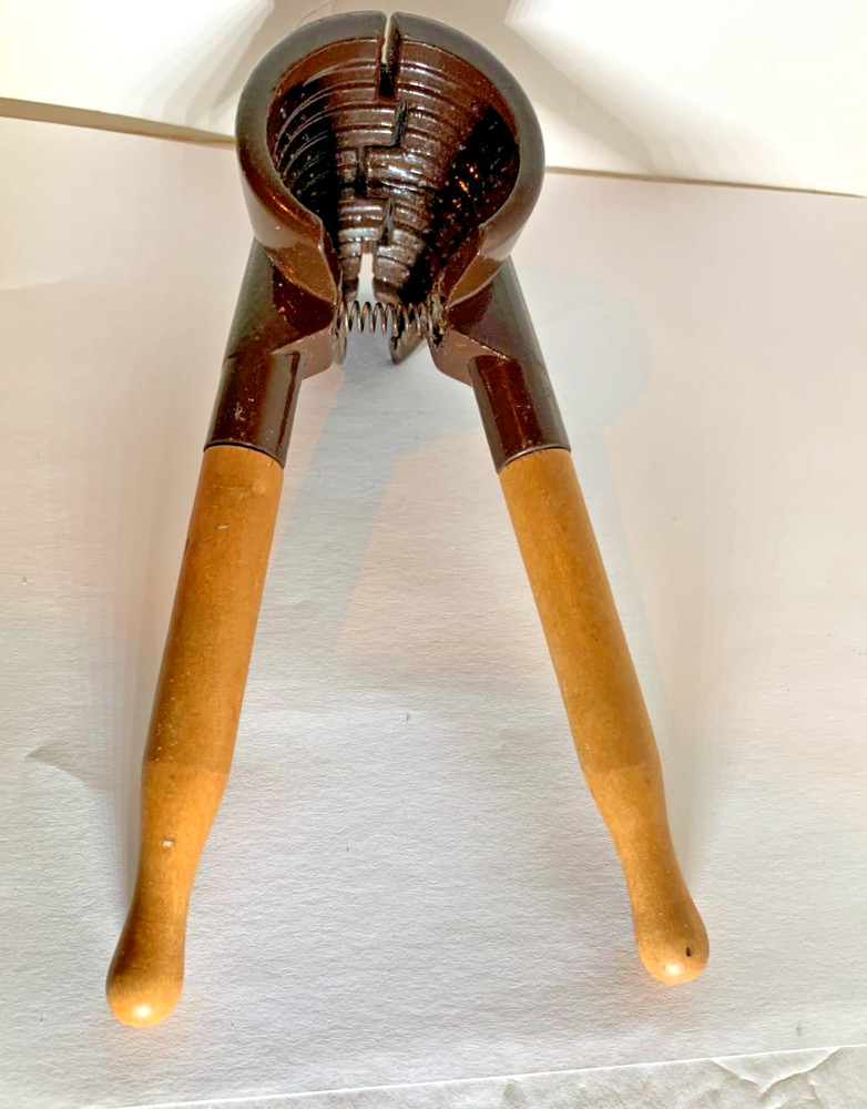 Vintage Metal Nutcracker Nut Cracker Wooden Handles