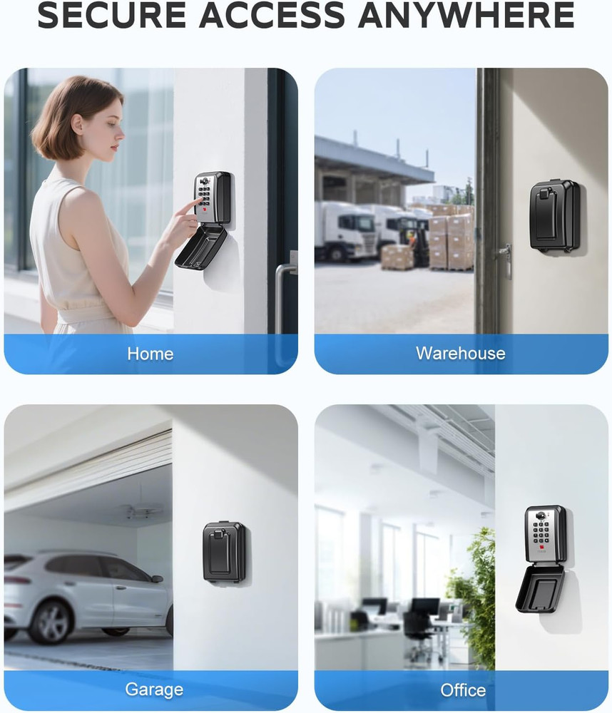 Wall-Mounted Key Lock Box, 12 Digit Combination Lock Box for Keys with Code, Lar