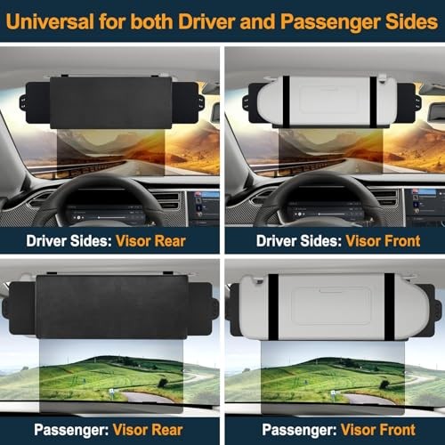 Sun Visor Extender for Car with 2 Side Sunshade, Polarized UV400 2 Side Panel