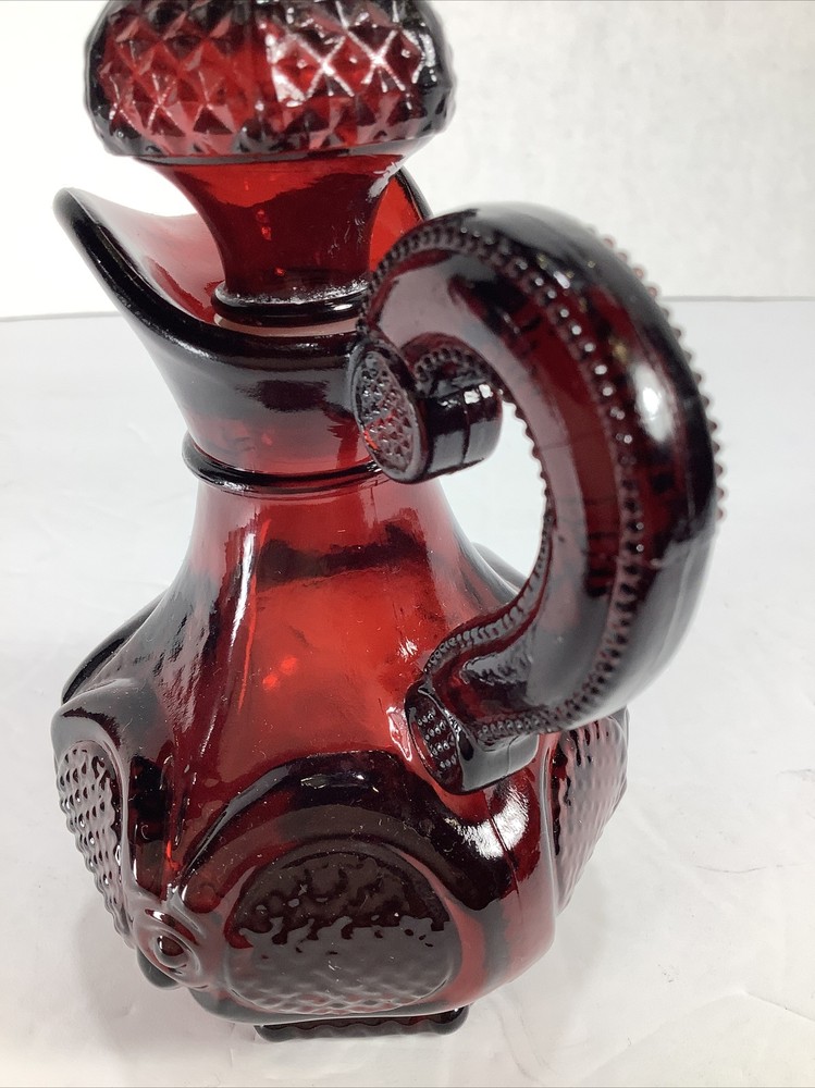 Vintage~ Avon® Ruby Red Decorative Glass Pitcher/Perfume Bottle w/Stopper