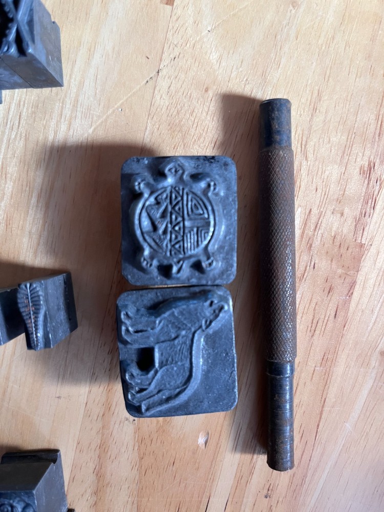 CRAFTOOL CO LEATHER STAMP LOT WOLF TURTLE ARROW MISC