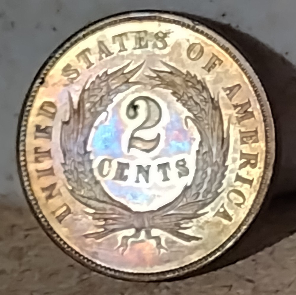 1864 US TWO CENT PIECE LARGE MOTTO 2C TONED