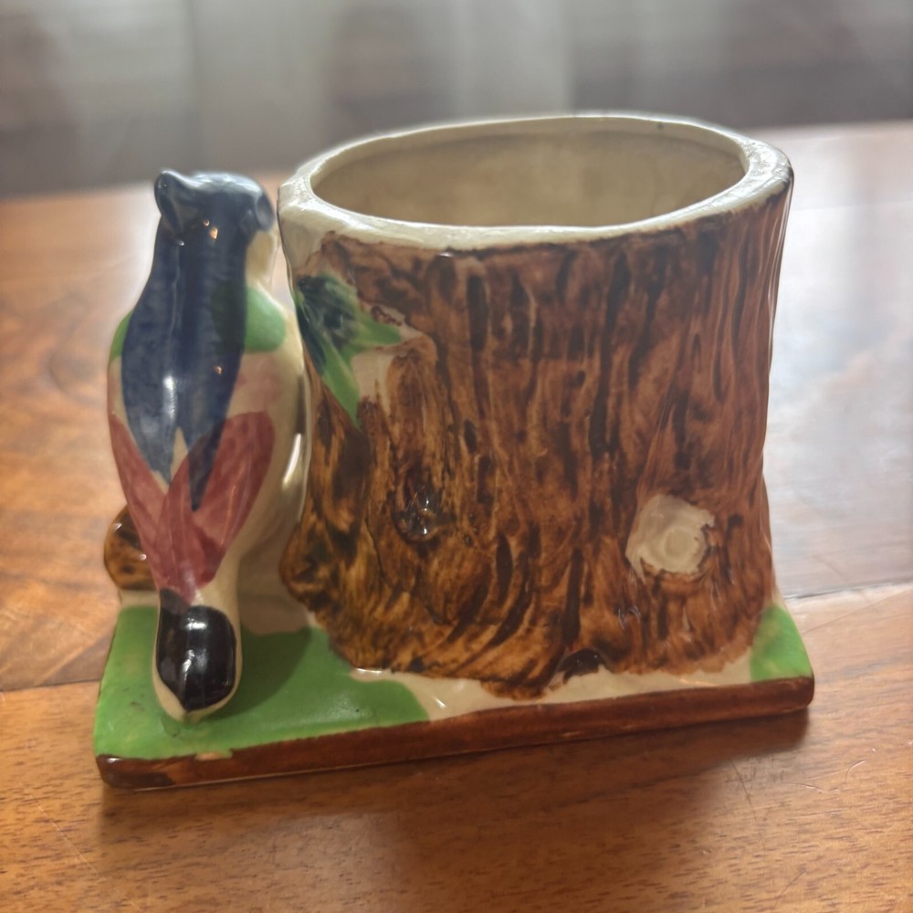 Ceramic Bird Tree Stump Candle Holder 4 1/2" L - 3" Depth - 3 1/2" Tall