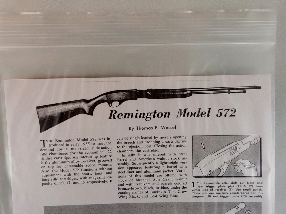 REMINGTON MODEL 572 RIFLE BREAK DOWN INSTRUCTION KIT a