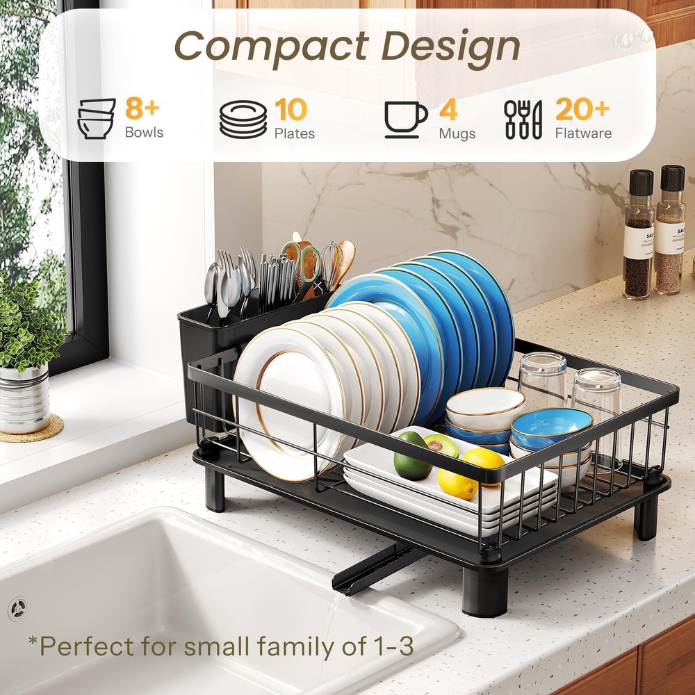 Dish Drying Rack - Space-Saving Dish Rack for Kitchen Counter, Stainless Stee...