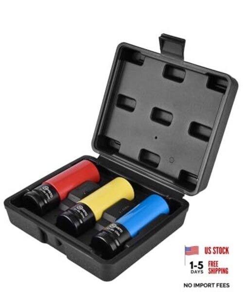 3PCS 1/2" Lug Nut Socket Set, Drive Lug Nut Set with Color-Coded IS-D12-3PC-85