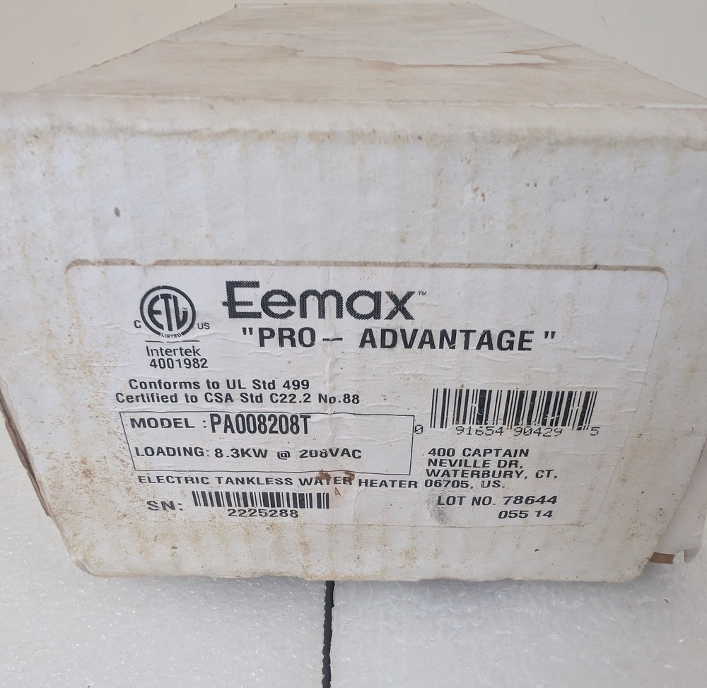 Eemax Pro-Advantage PA008208T Electric Tankless Water Heater 208V 8.3KW