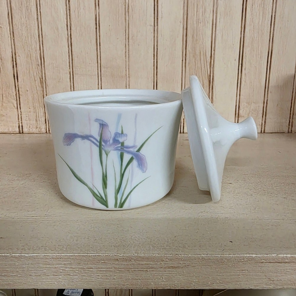 Corelle Shadow Iris Sugar Bowl w/ Lid Floral Replacement