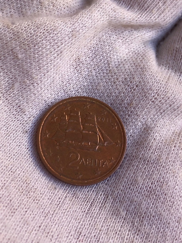 🇬🇷 Greece 2 Euro Cent 2011 - ERROR - Double Ring / In. Circle Defect !