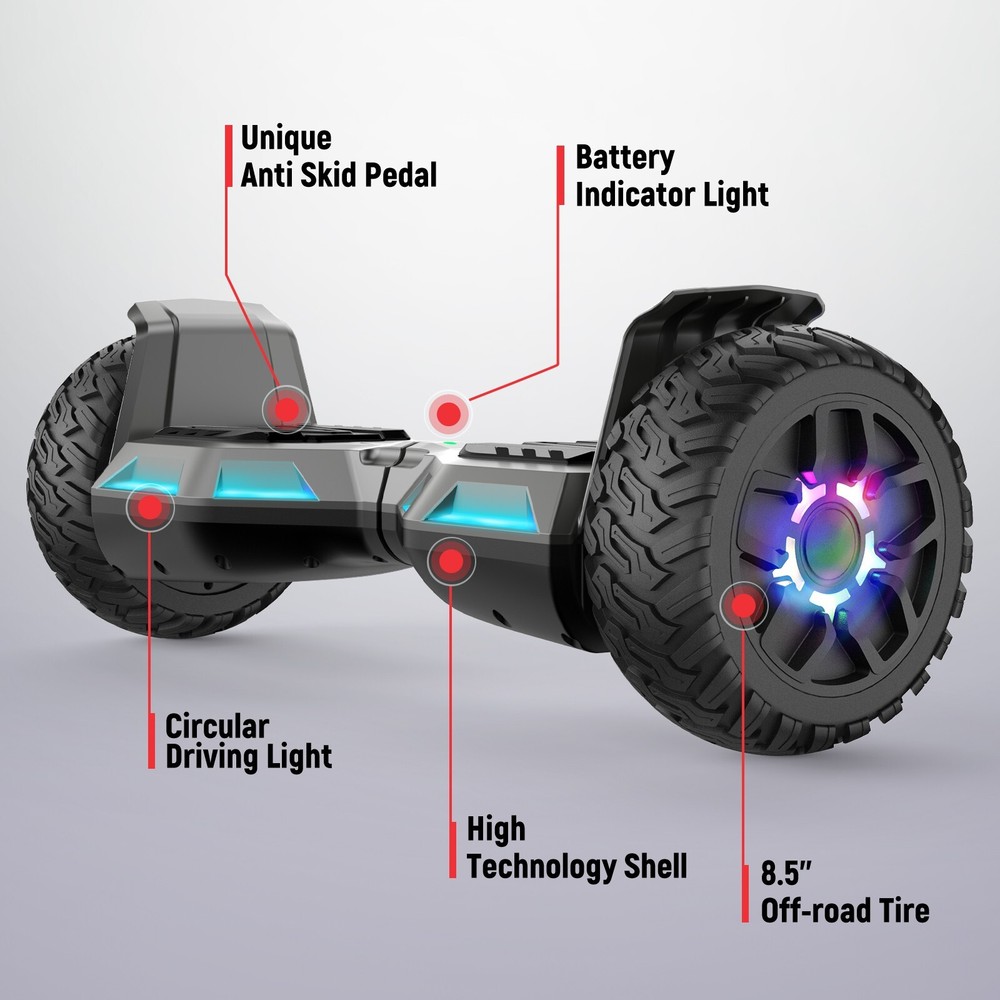 Off Road 8.5'' 400W 7.5MPH Hoverboard Bluetooth Self-Balancing LED Wheel & Light