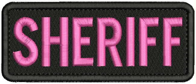 SHERIFF  Embroidery patch 2x5 hook on back black/pink
