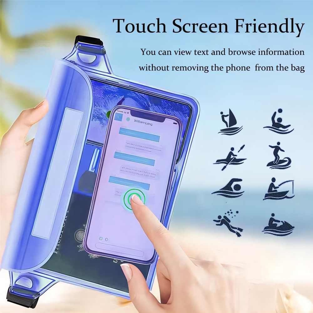 2-Pack Waterproof Pouch with Adjustable Waist Strap | Screen Touch Sensitive Dry