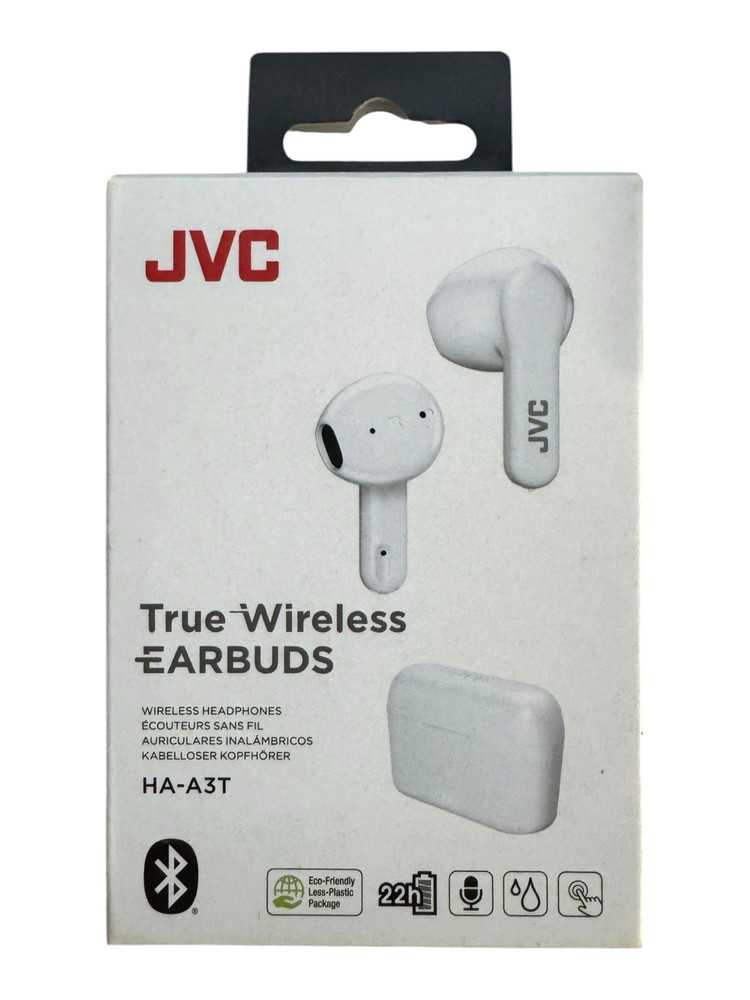 JVC True Wireless Earbuds HA-A3T with Charging Case & Cable - White