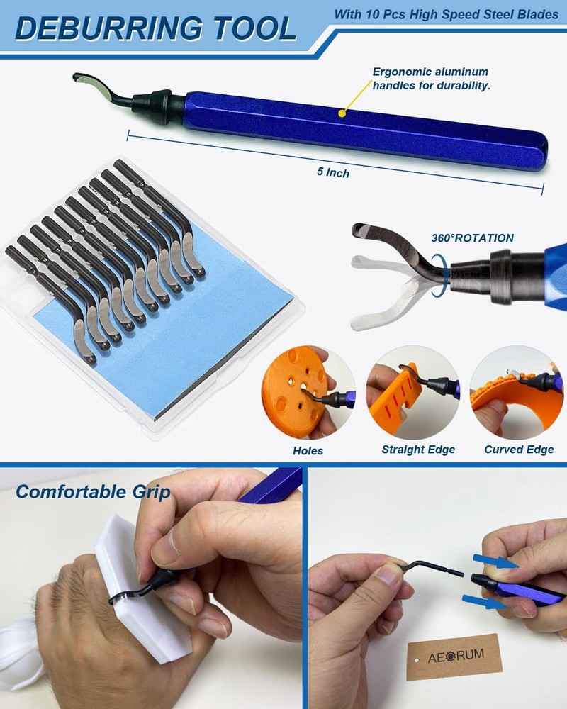 Pro 3D Printer Tools 124pc Set: Rotary Tool, Nozzle Clean, Deburring, Bag - H...